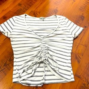 Stripe top with draw string